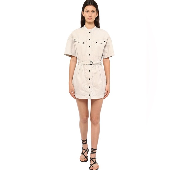 ISABEL MARANT ÉTOILE Zolina Light Canvas Mini Dress In Ivory cotton - Picture 1 of 12
